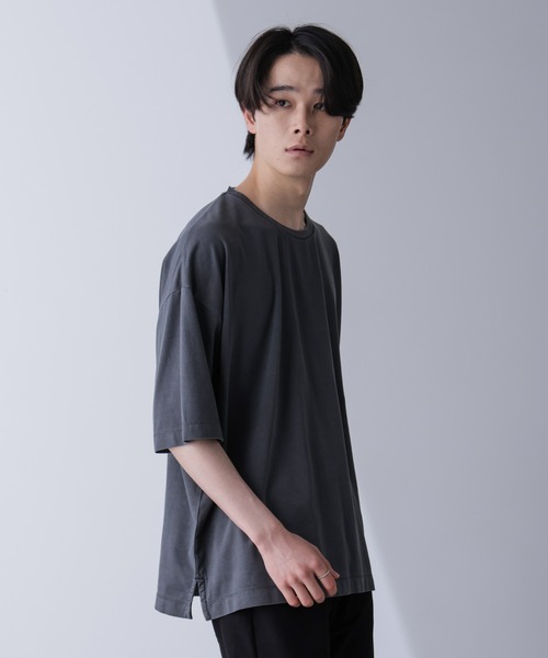 NANO universe(ナノユニバース)の「ピグメントビッグTシャツ 半袖(Tシャツ/カットソー・メンズ・ライトグレー/スミクロ・M/L)」の13枚目の写真