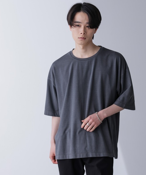 NANO universe(ナノユニバース)の「ピグメントビッグTシャツ 半袖(Tシャツ/カットソー・メンズ・ライトグレー/スミクロ・M/L)」の14枚目の写真