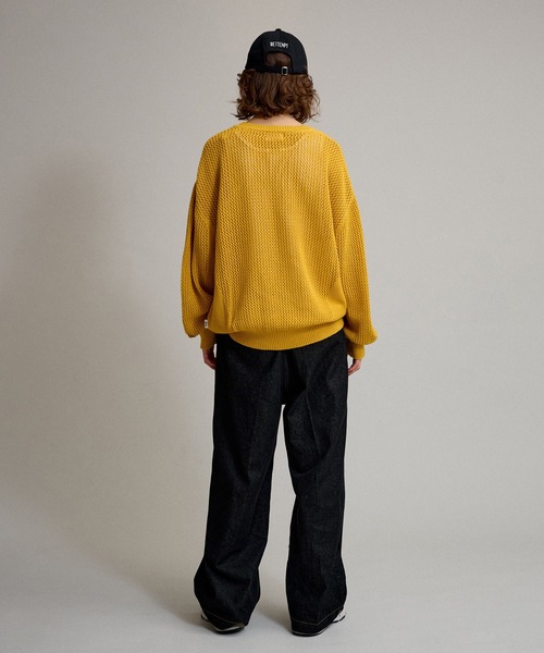 OAMC メッシュ切替クルーネックコットンニット-L セール】LOOSE MESH KNIT / ルーズメッシュニット（ニット