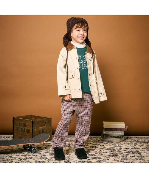 apres les cours(アプレレクール)の「耳当て付きニットフライトキャップ(ニットキャップ/ビーニー・キッズ・ブラウン/アイボリー・54/50)」の3枚目の写真