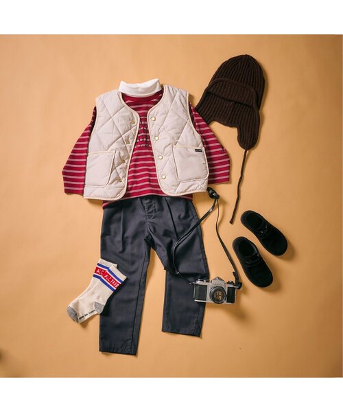 apres les cours(アプレレクール)の「耳当て付きニットフライトキャップ(ニットキャップ/ビーニー・キッズ・ブラウン/アイボリー・54/50)」の7枚目の写真