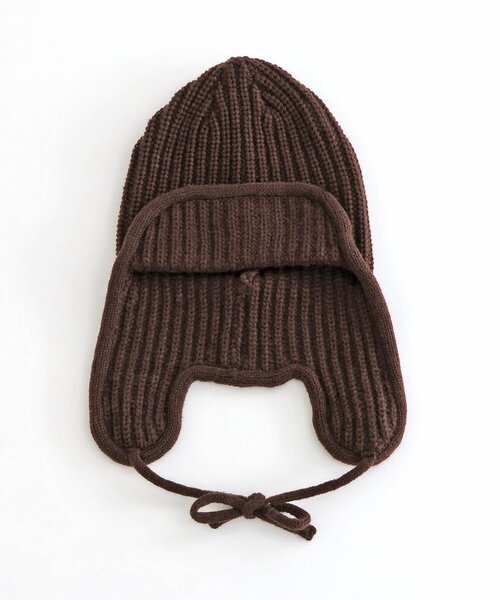 apres les cours(アプレレクール)の「耳当て付きニットフライトキャップ(ニットキャップ/ビーニー・キッズ・ブラウン/アイボリー・54/50)」の8枚目の写真