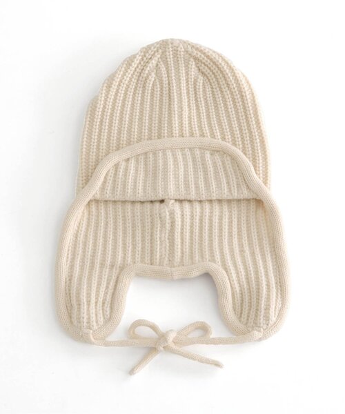 apres les cours(アプレレクール)の「耳当て付きニットフライトキャップ(ニットキャップ/ビーニー・キッズ・ブラウン/アイボリー・54/50)」の12枚目の写真