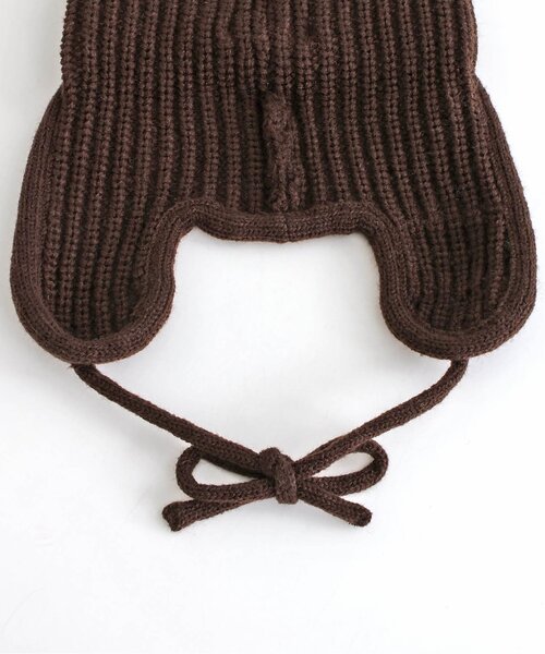 apres les cours(アプレレクール)の「耳当て付きニットフライトキャップ(ニットキャップ/ビーニー・キッズ・ブラウン/アイボリー・54/50)」の17枚目の写真