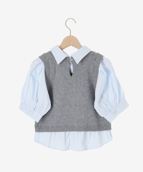 MAJESTIC LEGON(マジェスティックレゴン)の「シャツドッキングビジューニット(シャツ/ブラウス・レディース・ネイビー/アイボリー/グレー/ブラック系その他・MEDIUM)」の11枚目の写真
