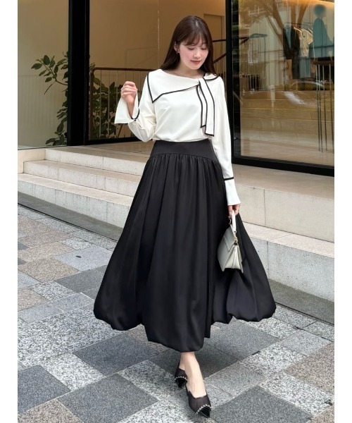 カットソー(長袖/七分) herlipto 2Way Shoulder Ruched Top Her lip to（ハーリップトゥー）の「2Way Shoulder Ruched Top（T