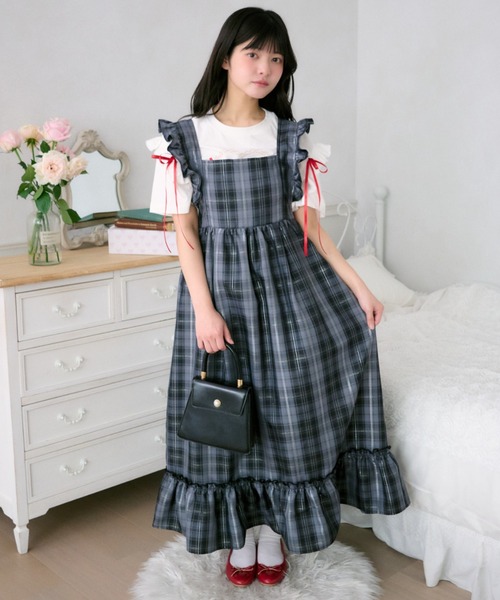 クティールとレトロ】2WAYリボンティアードジャンパースカート