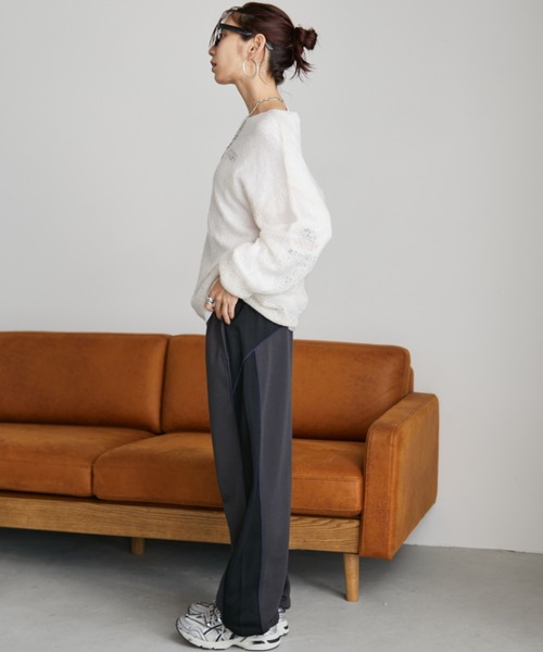 Auntie Rosa Holiday(アンティローザホリデー)の「パイピング切替えスウェットパンツ(スウェットパンツ・レディース・ナチュラル/チャコールグレー・FREE)」の9枚目の写真