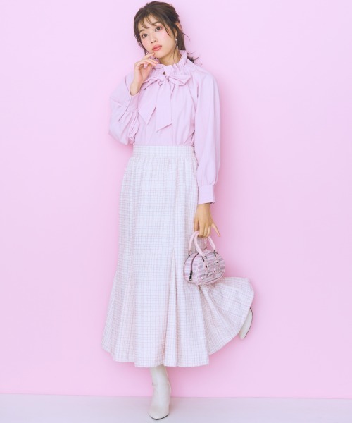 marun（マルン）の「＜大きいサイズ＞ ピンストライプリボンタイブラウス marun（シャツ/ブラウス・レディース・ピンク/アイボリー・L/5L/4L/3L/LL）」の13枚目の写真