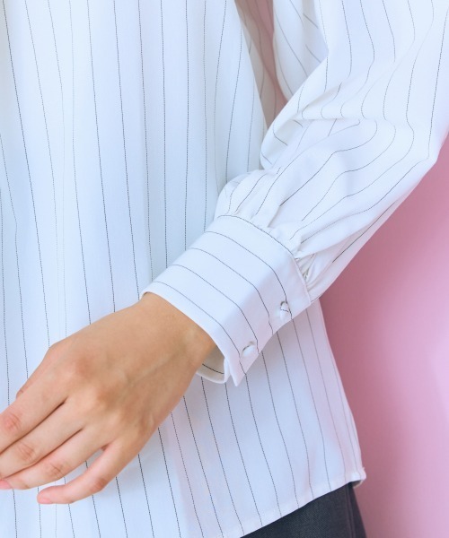 marun（マルン）の「＜大きいサイズ＞ ピンストライプリボンタイブラウス marun（シャツ/ブラウス・レディース・ピンク/アイボリー・L/5L/4L/3L/LL）」の18枚目の写真