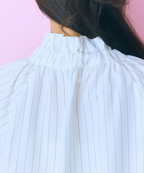 marun（マルン）の「＜大きいサイズ＞ ピンストライプリボンタイブラウス marun（シャツ/ブラウス・レディース・ピンク/アイボリー・L/5L/4L/3L/LL）」の20枚目の写真