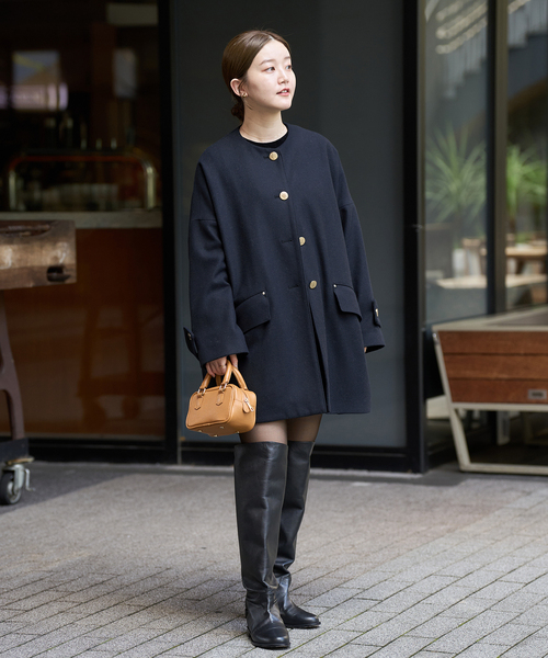 今期完売MACKINTOSHネイビーノーカラーコートHUMBIEハンビーIENA MACKINTOSH/マッキントッシュ 別注 HUMBIE DENIM JACKET ノー