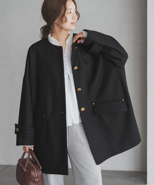 マッキントッシュ✖︎イエナ　ノーカラーコート MACKINTOSH/マッキントッシュ 別注 HUMBIE ノーカラーコクーン