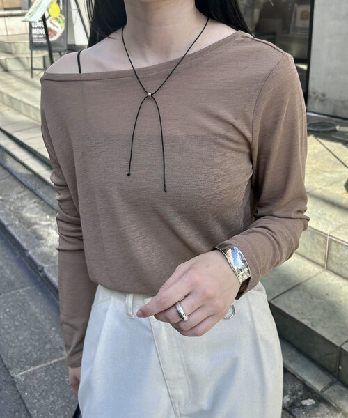 mystic(ミスティック)の「【2024AW】シアーロングTシャツ(Tシャツ/カットソー・レディース・ブラック/モカ/オフホワイト/オレンジ・FREE)」の13枚目の写真