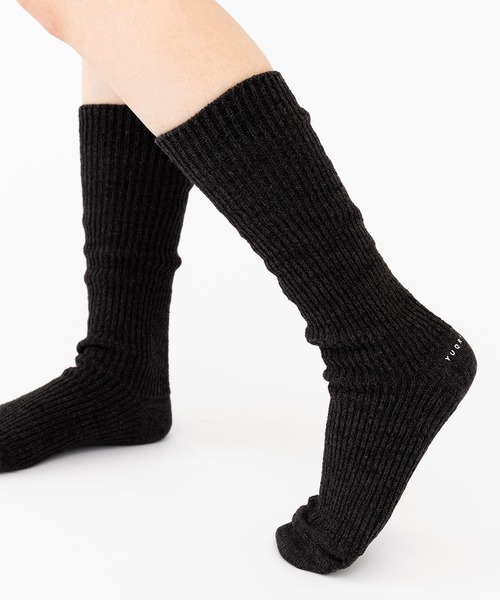 YUQRI（ユクリ）の「【YUQRI】Crispy warm（ソックス/靴下・レディース・ホワイト/グリーン/レッド/イエロー/グレー/ブラック/サックスブルー/ベージュ/ラベンダー/ネイビー/ブラウン/チャコールグレー・1/2）」の5枚目の写真
