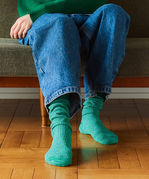 YUQRI（ユクリ）の「【YUQRI】Crispy warm（ソックス/靴下・レディース・ホワイト/グリーン/レッド/イエロー/グレー/ブラック/サックスブルー/ベージュ/ラベンダー/ネイビー/ブラウン/チャコールグレー・1/2）」の7枚目の写真