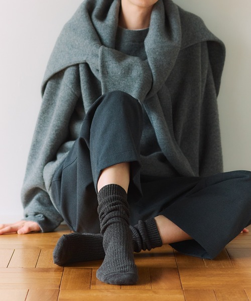 YUQRI（ユクリ）の「【YUQRI】Crispy warm（ソックス/靴下・レディース・ホワイト/グリーン/レッド/イエロー/グレー/ブラック/サックスブルー/ベージュ/ラベンダー/ネイビー/ブラウン/チャコールグレー・1/2）」の18枚目の写真