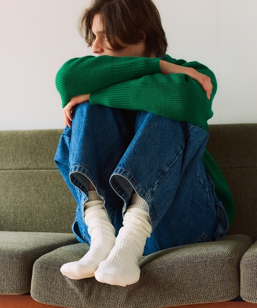 YUQRI（ユクリ）の「【YUQRI】Crispy warm（ソックス/靴下・レディース・ホワイト/グリーン/レッド/イエロー/グレー/ブラック/サックスブルー/ベージュ/ラベンダー/ネイビー/ブラウン/チャコールグレー・1/2）」の13枚目の写真