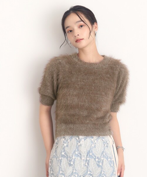 THE SHOP TK （ザ ショップ ティーケー ）の「◆【ヒルナンデス！で紹介】ふわふわフェザーニット /５分袖/腕周りカバー/洗える（ニット/セーター・レディース・ブラウン系その他/ナチュラル/ライトグリーン・99）」の11枚目の写真