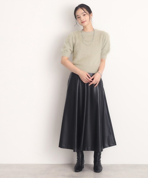 THE SHOP TK （ザ ショップ ティーケー ）の「◆【ヒルナンデス！で紹介】ふわふわフェザーニット /５分袖/腕周りカバー/洗える（ニット/セーター・レディース・ブラウン系その他/ナチュラル/ライトグリーン・99）」の10枚目の写真