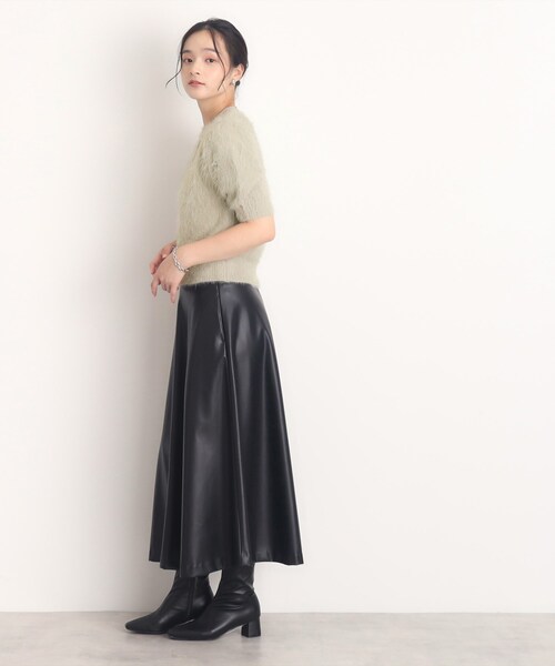 THE SHOP TK （ザ ショップ ティーケー ）の「◆【ヒルナンデス！で紹介】ふわふわフェザーニット /５分袖/腕周りカバー/洗える（ニット/セーター・レディース・ブラウン系その他/ナチュラル/ライトグリーン・99）」の9枚目の写真