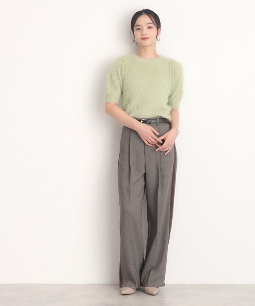 THE SHOP TK （ザ ショップ ティーケー ）の「◆【ヒルナンデス！で紹介】ふわふわフェザーニット /５分袖/腕周りカバー/洗える（ニット/セーター・レディース・ブラウン系その他/ナチュラル/ライトグリーン・99）」の21枚目の写真