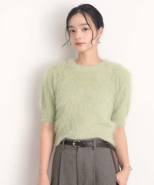 THE SHOP TK （ザ ショップ ティーケー ）の「◆【ヒルナンデス！で紹介】ふわふわフェザーニット /５分袖/腕周りカバー/洗える（ニット/セーター・レディース・ブラウン系その他/ナチュラル/ライトグリーン・99）」の20枚目の写真