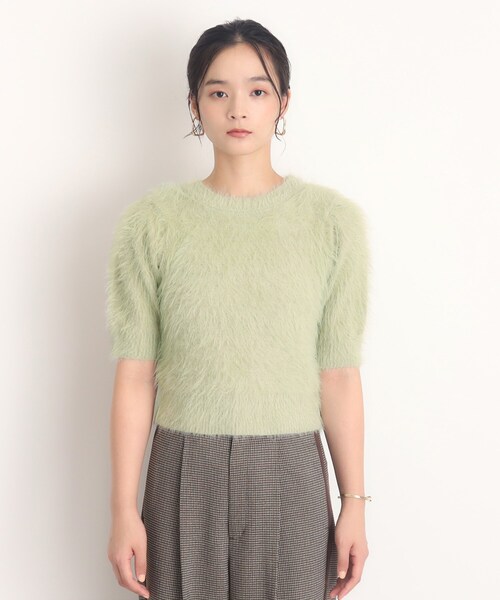 THE SHOP TK （ザ ショップ ティーケー ）の「◆【ヒルナンデス！で紹介】ふわふわフェザーニット /５分袖/腕周りカバー/洗える（ニット/セーター・レディース・ブラウン系その他/ナチュラル/ライトグリーン・99）」の17枚目の写真