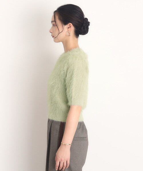 THE SHOP TK （ザ ショップ ティーケー ）の「◆【ヒルナンデス！で紹介】ふわふわフェザーニット /５分袖/腕周りカバー/洗える（ニット/セーター・レディース・ブラウン系その他/ナチュラル/ライトグリーン・99）」の16枚目の写真