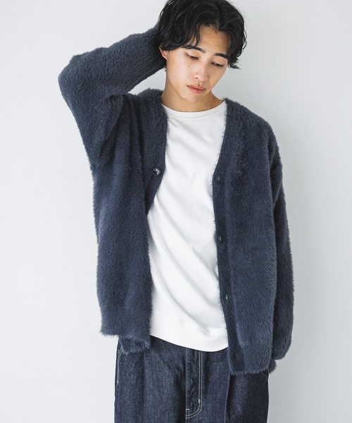 LOWRYS FARM（ローリーズファーム）の「シャギーヤーンカーデ 132974（ニット/セーター・メンズ・グレー/ブルー/ネイビー/レッド・FREE）」の3枚目の写真