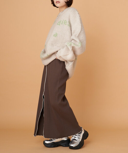 CIAOPANIC(チャオパニック)の「【WEB限定】うねうねメローIラインスカート(スカート・レディース・ブラック/ブラウン/グレー/オフホワイト/ブルー・ONE SIZE)」の4枚目の写真