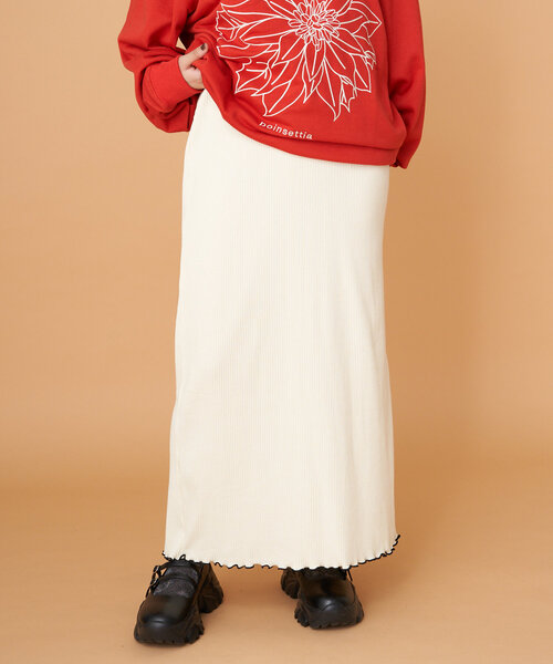 CIAOPANIC(チャオパニック)の「【WEB限定】うねうねメローIラインスカート(スカート・レディース・ブラック/ブラウン/グレー/オフホワイト/ブルー・ONE SIZE)」の2枚目の写真