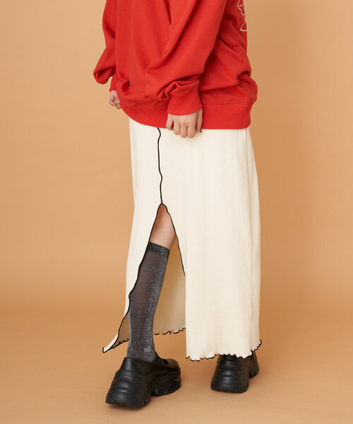 CIAOPANIC(チャオパニック)の「【WEB限定】うねうねメローIラインスカート(スカート・レディース・ブラック/ブラウン/グレー/オフホワイト/ブルー・ONE SIZE)」の7枚目の写真