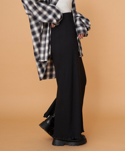 CIAOPANIC(チャオパニック)の「【WEB限定】うねうねメローIラインスカート(スカート・レディース・ブラック/ブラウン/グレー/オフホワイト/ブルー・ONE SIZE)」の12枚目の写真