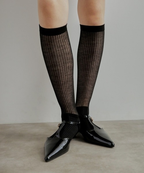 Olu.（オルドット）の「シアーリブハイソックス（ソックス/靴下・レディース・グレー/ホワイト/ブラック・FREE）」の3枚目の写真