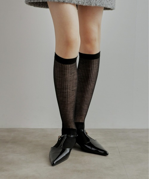 Olu.（オルドット）の「シアーリブハイソックス（ソックス/靴下・レディース・グレー/ホワイト/ブラック・FREE）」の11枚目の写真