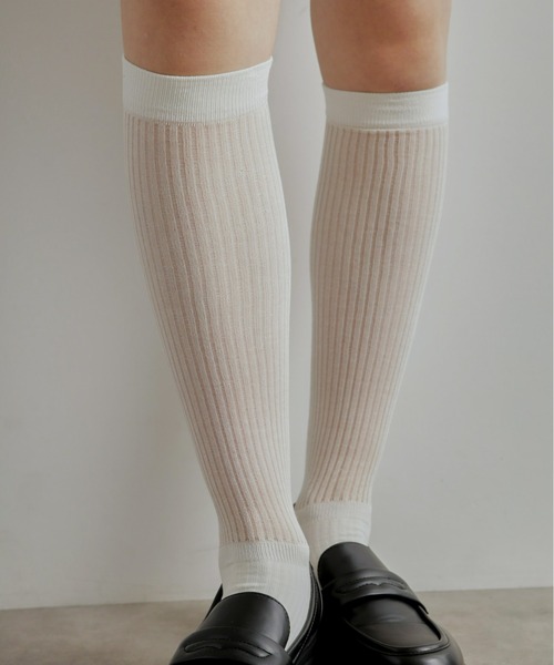 Olu.（オルドット）の「シアーリブハイソックス（ソックス/靴下・レディース・グレー/ホワイト/ブラック・FREE）」の17枚目の写真