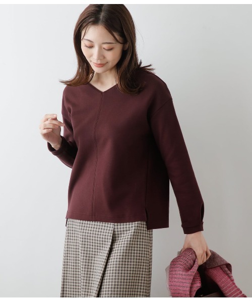 NEWYORKER(ニューヨーカー)の「ラグウォームポンチ Vネックプルオーバー(Tシャツ/カットソー・レディース・ワイン/ライトグリーン/ダークグレー・M/L)」の3枚目の写真