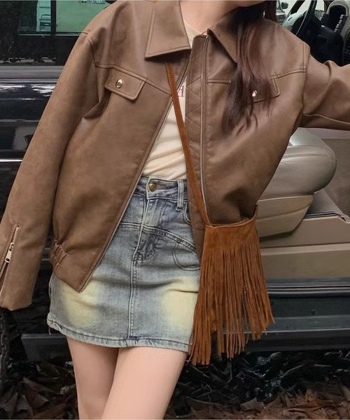 MAISON DE THERESE（メゾン ド テレーズ）の「PUジャケット（テーラードジャケット・レディース・ブラウン・M/L/XL）」の7枚目の写真