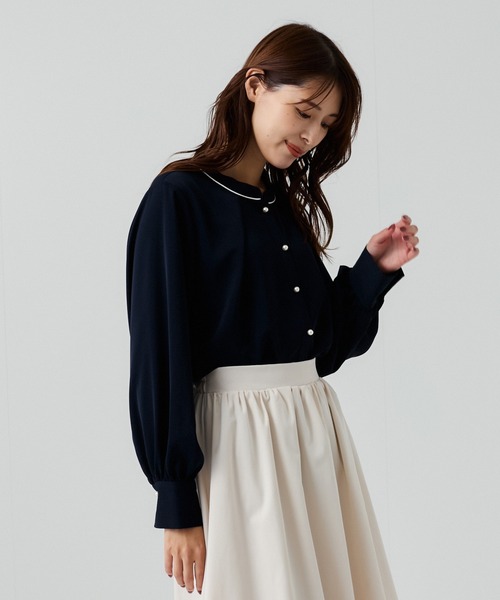 Jayro(ジャイロ)の「配色パイピングブラウス(シャツ/ブラウス・レディース・ネイビー/ホワイト/ピンク系その他2/ブルー系その他5・M)」の19枚目の写真