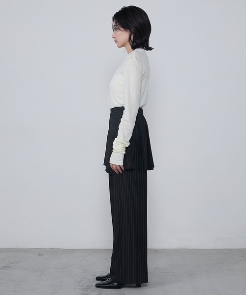 セール】Multi-way striped layered skirt & slacks set