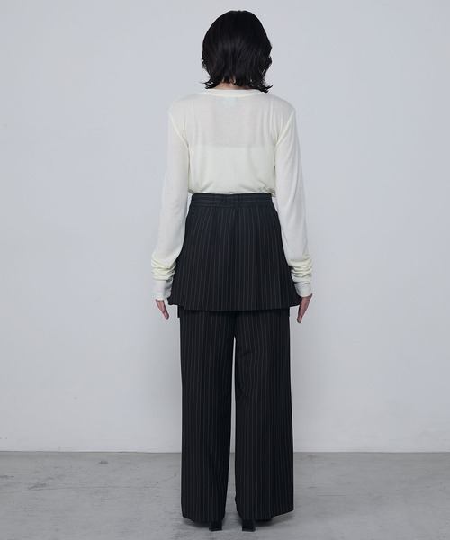 セール】Multi-way striped layered skirt & slacks set