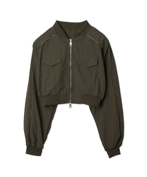 Figments（フィグメンツ）の「ZIPデザインクロップドボンバージャケット（ブルゾン・レディース・カーキ/ブラック・FREE）」の9枚目の写真