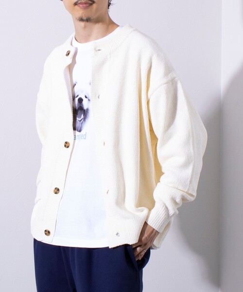 GLOSTER（グロスター）の「【限定展開】【GLOSTER/グロスター】モールクルーネックカーディガン（カーディガン/ボレロ・メンズ・グリーン/ブラウン/スミクロ/アイボリー・L/XL/M）」の2枚目の写真