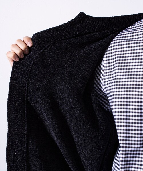 GLOSTER（グロスター）の「【限定展開】【GLOSTER/グロスター】モールクルーネックカーディガン（カーディガン/ボレロ・メンズ・グリーン/ブラウン/スミクロ/アイボリー・L/XL/M）」の5枚目の写真