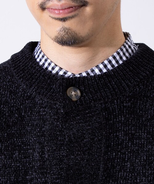 GLOSTER（グロスター）の「【限定展開】【GLOSTER/グロスター】モールクルーネックカーディガン（カーディガン/ボレロ・メンズ・グリーン/ブラウン/スミクロ/アイボリー・L/XL/M）」の9枚目の写真