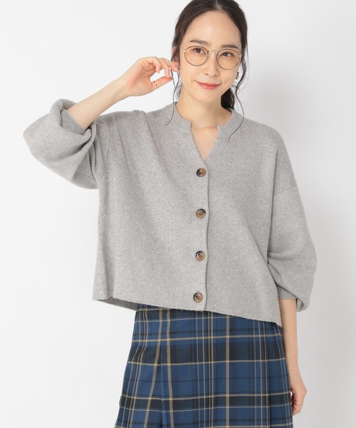 studio CLIP（スタディオクリップ）の「【3シーズンシリーズ】5ゲージスリットネックカーディガン（カーディガン/ボレロ・レディース・パープル/モカ/ネイビー/ライトグレー・FREE）」の6枚目の写真