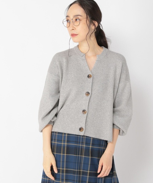 studio CLIP（スタディオクリップ）の「【3シーズンシリーズ】5ゲージスリットネックカーディガン（カーディガン/ボレロ・レディース・パープル/モカ/ネイビー/ライトグレー・FREE）」の7枚目の写真