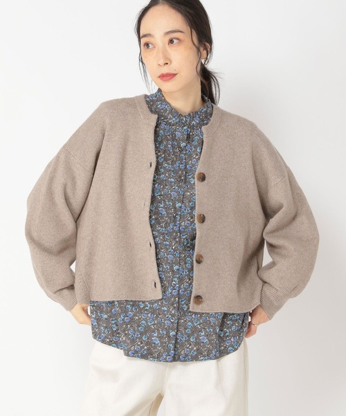 studio CLIP（スタディオクリップ）の「【3シーズンシリーズ】5ゲージスリットネックカーディガン（カーディガン/ボレロ・レディース・パープル/モカ/ネイビー/ライトグレー・FREE）」の10枚目の写真