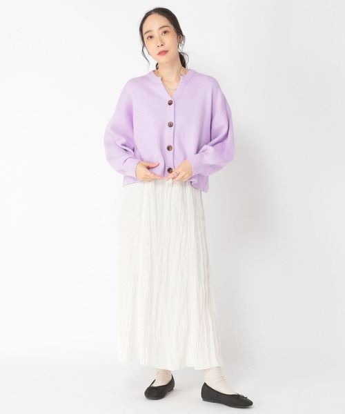 studio CLIP（スタディオクリップ）の「【3シーズンシリーズ】5ゲージスリットネックカーディガン（カーディガン/ボレロ・レディース・パープル/モカ/ネイビー/ライトグレー・FREE）」の14枚目の写真